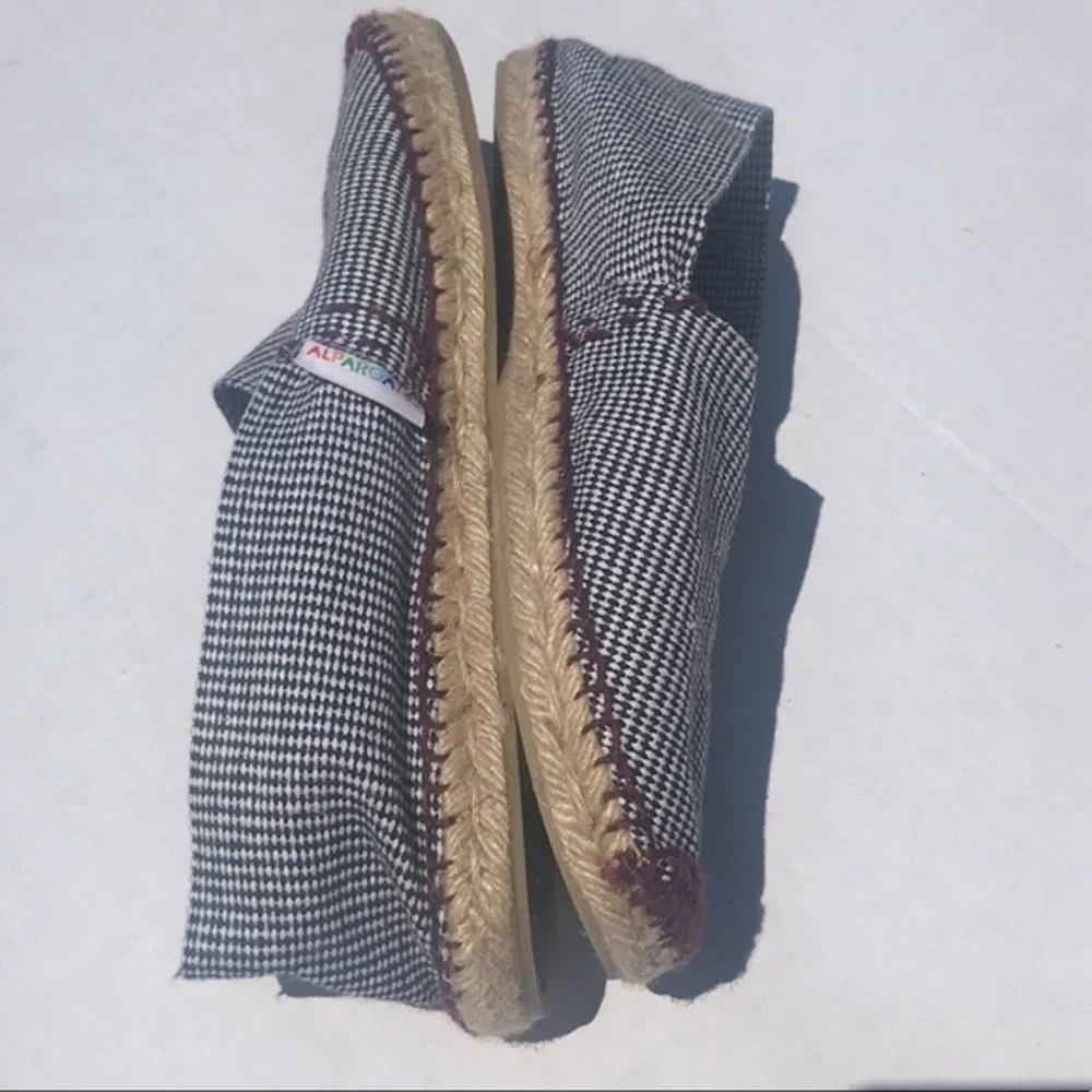 Handmade Spanish Espadrilles Gingham Brown/White‎